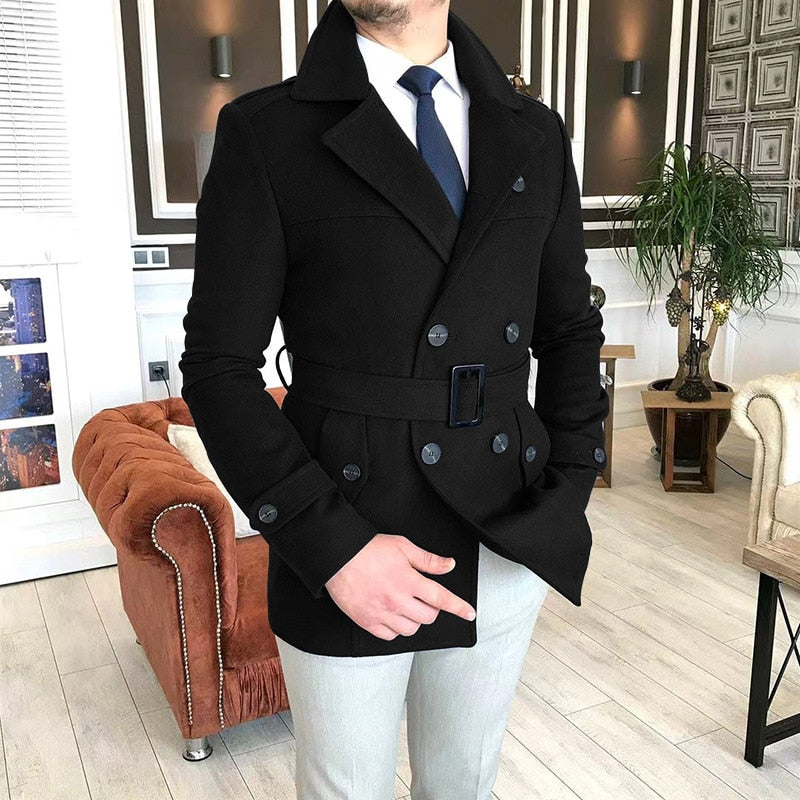 jiaabc New Men's Double Breasted Woolen Coat Winter Trench Coat Long Male's Overcoat High Quality Man Wool Jackets Outdoor Windbreaker