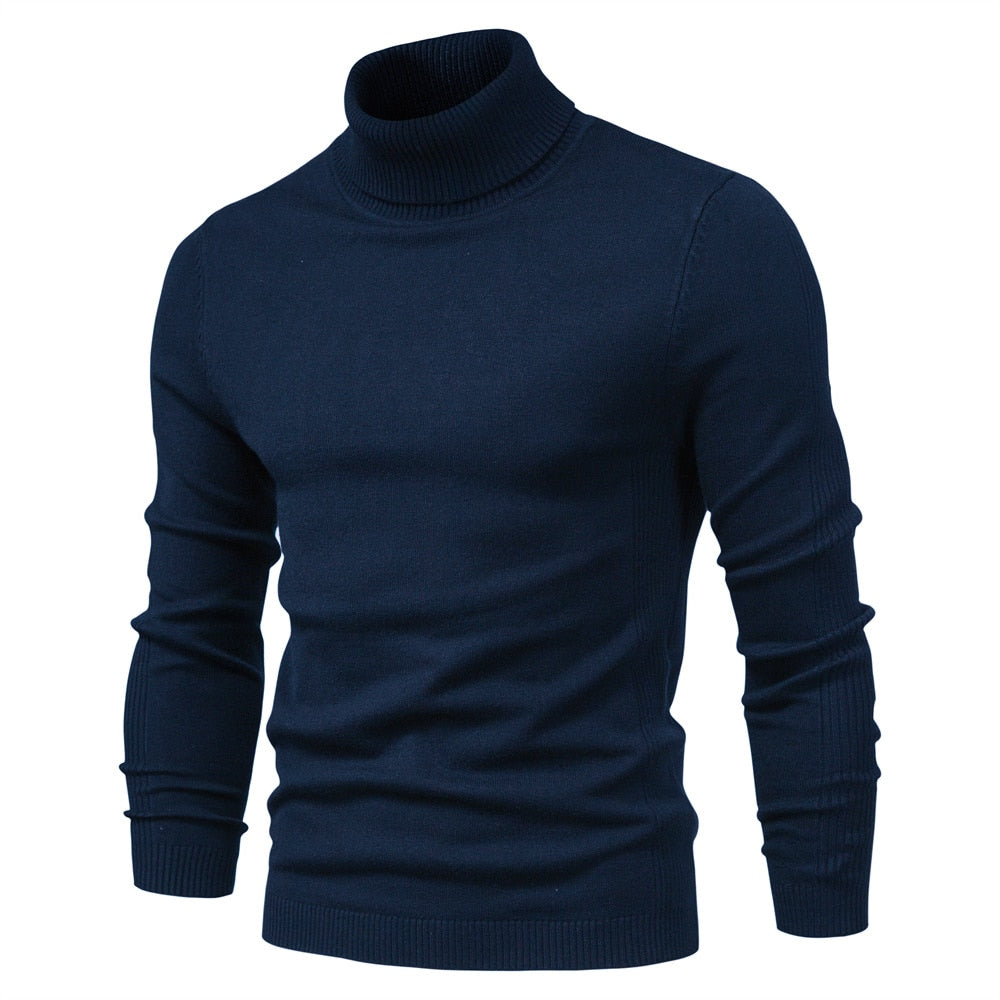 New Winter Turtleneck Thick Mens Sweaters Casual Turtle Neck Solid Color Quality Warm Slim Turtleneck Sweaters Pullover Men