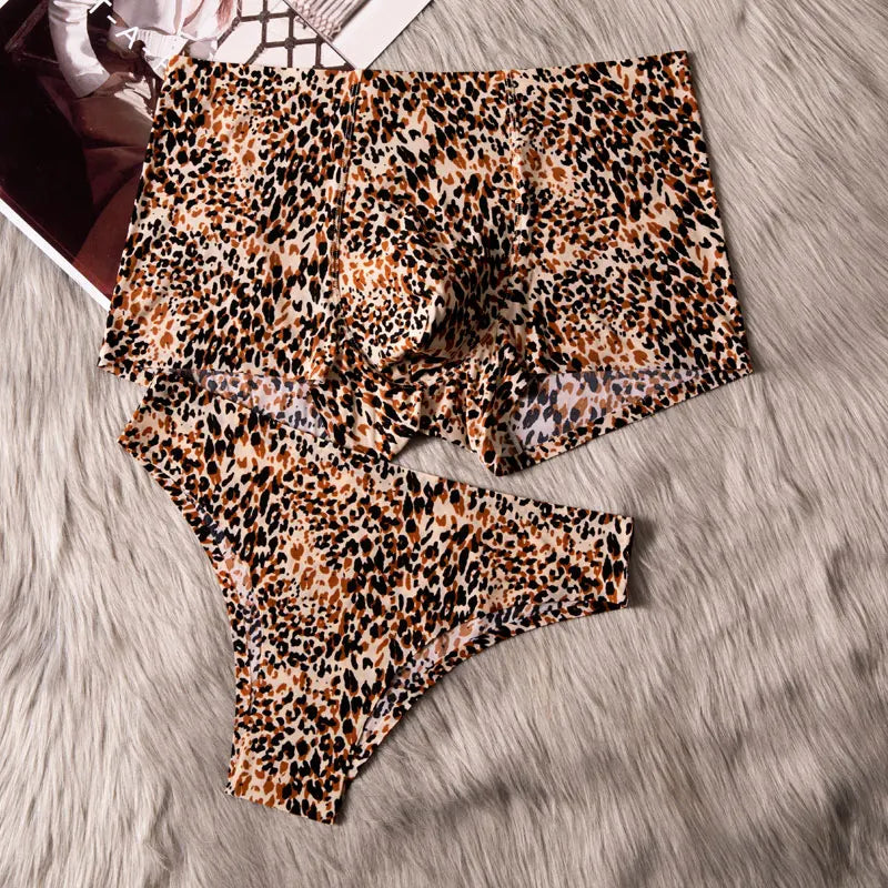 Couple Lovers Men Boxer Shorts Leopard Print Sexy Underwear Men's Underpants Cueca Boxer Male Panties Lady Boxershorts Bamboo