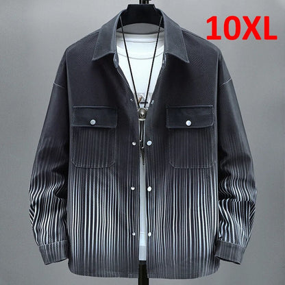 jiaabc Gradient Striped Jacket Men Plus Size 10XL Jacket Coat Spring Autumn Big Size Jackets Male Fashion Casual Button Coat