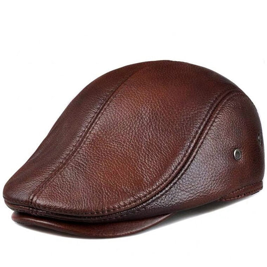 jiaabc Men's outdoor leather hat winter Berets male warm Ear protection cap 100% genuine leather dad hat wholesale Leisure