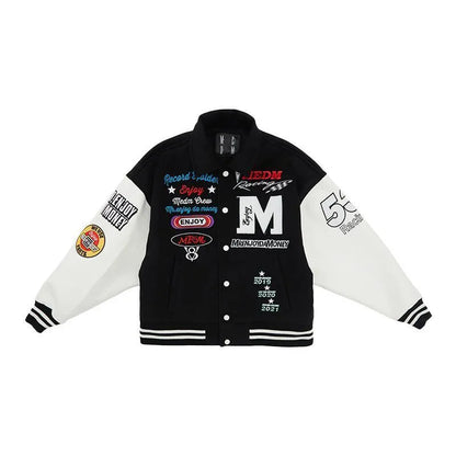 jiaabc  New American Retro Letter Embroidered Jackets Coat Men Y2K Street Hip Hop Trend Baseball Uniform Couple Casual Loose Jacket