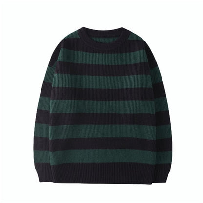 jiaabc Striped Men Sweaters Autumn Men's Pullovers Harajuku Streetwear Tate Landon Sweater Green Striped Sweater Women