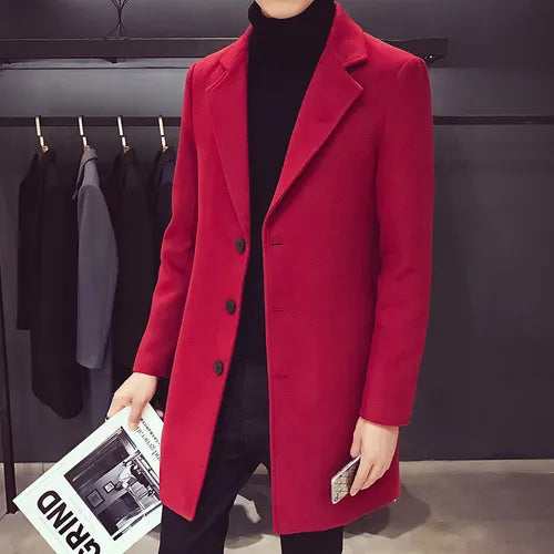 jiaabc 2024 Fashion Men Wool & Blends Mens Casual Business Trench Coat Mens Leisure Overcoat Male Punk Style Blends Dust Coats Jackets