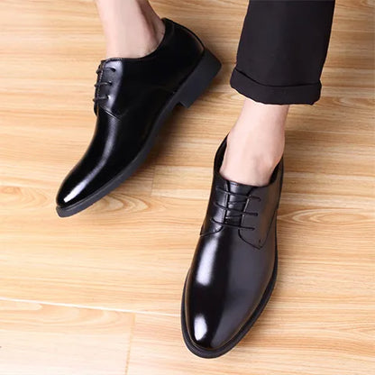 jiaabc Men's Breathable Leather Shoes Black Soft Leather Soft Bottom Spring And Autumn Best Man Men's Business Formal Wear Casual Shoes