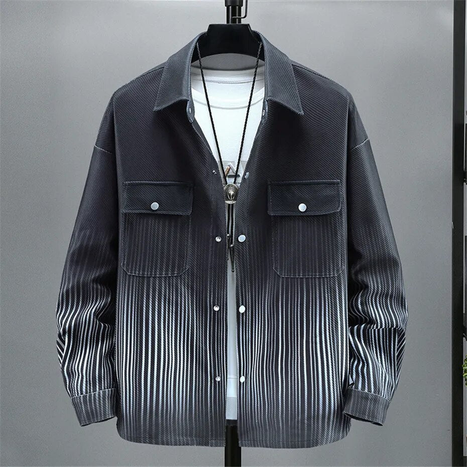 jiaabc Gradient Striped Jacket Men Plus Size 10XL Jacket Coat Spring Autumn Big Size Jackets Male Fashion Casual Button Coat