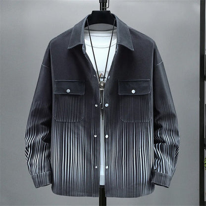 jiaabc Gradient Striped Jacket Men Plus Size 10XL Jacket Coat Spring Autumn Big Size Jackets Male Fashion Casual Button Coat