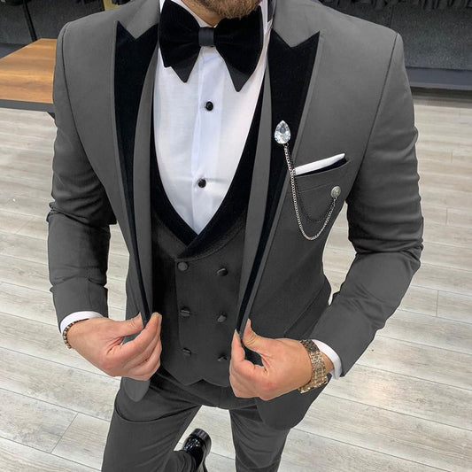 jiaabc Slim Fit Mens suits for Wedding 3 Pieces Male Suit Jacket Casual Office Business Formal Groom Tuxedo (Blazer+Vest+Pants)