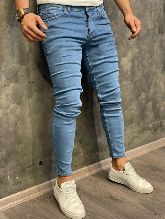 Men's Jeans New Men's Casual Pants Ripped Spring And Autumn Sports Jeans Pocket Straight Street Run Soft Denim Neutral Slow