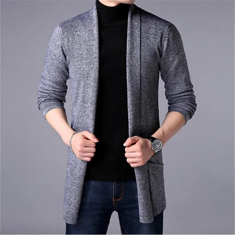 jiaabc Men's Jacket Autumn and Winter Casual Hooded Solid Color Knit Windbreaker  Large Size Cardigan Long Sleeve Sweater