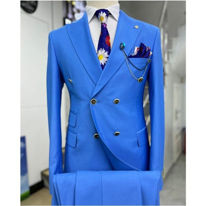 Formal Suits for Men Wedding Slim Fit Double Breasted 2 Pieces Groom Tuxedos Peak Lapel Custom Male Blazer Prom Wear 2023