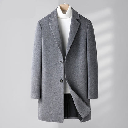 jiaabc Men's Wool Blend Coats Autumn Winter New Thickened Warm  Long Coat High Quality Design Wool Blend Coats for Men