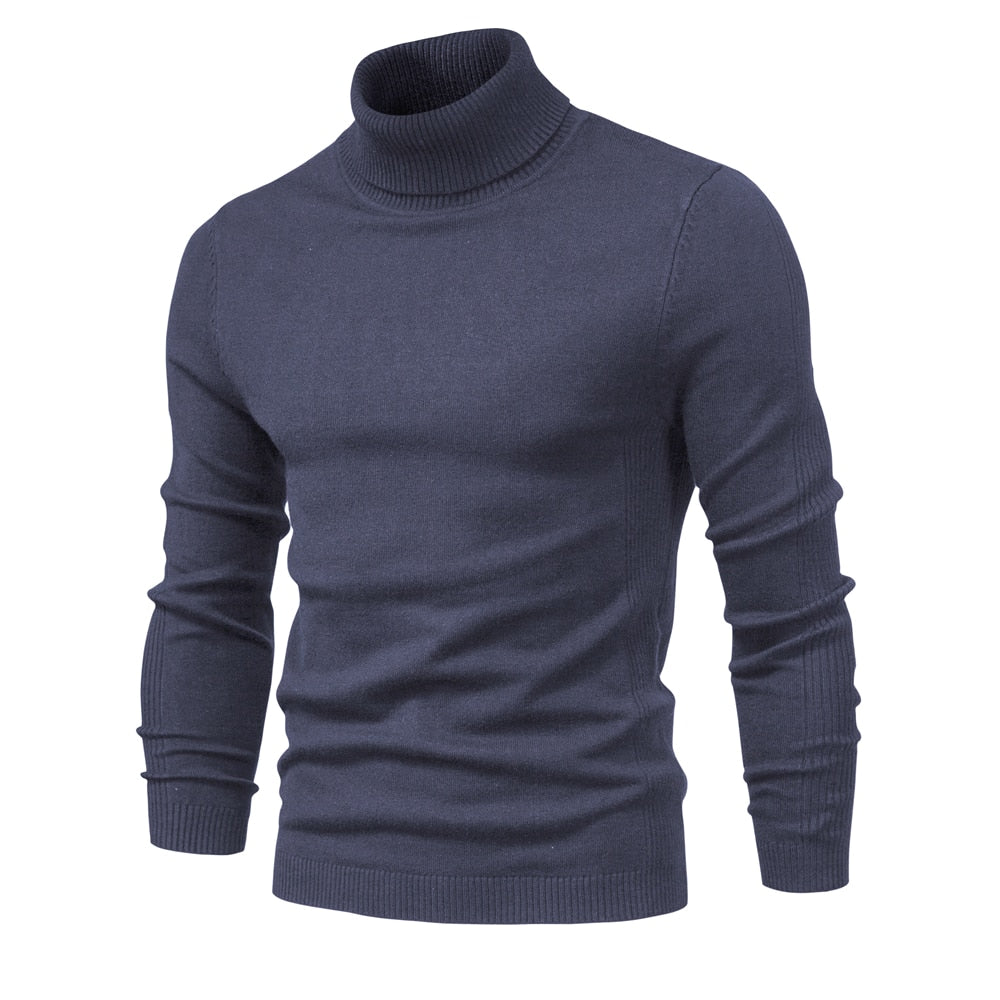 New Winter Turtleneck Thick Mens Sweaters Casual Turtle Neck Solid Color Quality Warm Slim Turtleneck Sweaters Pullover Men