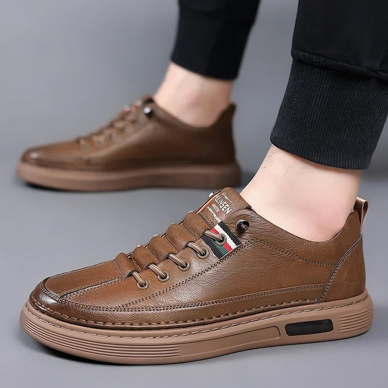 jiaabc Brand Men's Casual New Leather Shoes for Men Non-slip Sports Shoes Fashion Comfortable Sneakers Male Flat Slip-on Casual Shoes