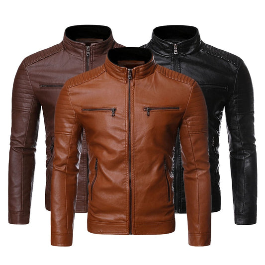 jiaabc Spring Winter Casual Skin Jacket Coat Men Pu Leather Jacket Zipper Mens Stand Collar Biker Motorcycle Jackets Windbreaker 4XL