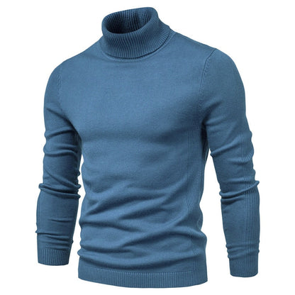 New Winter Turtleneck Thick Mens Sweaters Casual Turtle Neck Solid Color Quality Warm Slim Turtleneck Sweaters Pullover Men