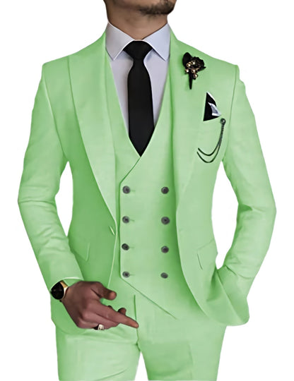 jiaabc Male Blazer Sets Peak Lapel Double Breasted 3Pcs Solid Color Elegant Slim Fit Men Suits Wedding Prom Groom (Blazer+Vest+Pant)