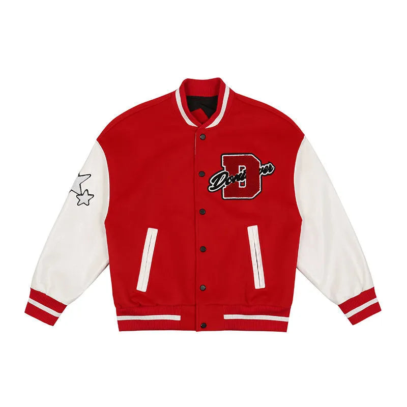 jiaabc  New American Retro Letter Embroidered Jackets Coat Men Y2K Street Hip Hop Trend Baseball Uniform Couple Casual Loose Jacket