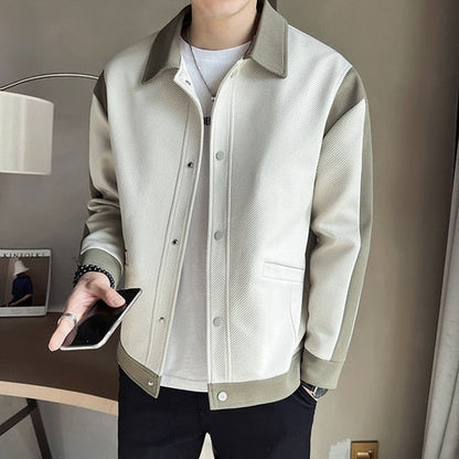 jiaabc Spring New Color-blocking Design Jacket Men Fashion Casual Lapel Coat Streetwear Outwear Jaqueta Masculina Men Clothing