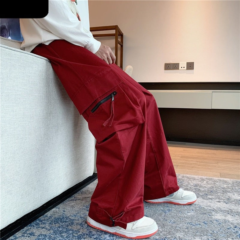 jiaabc Pants Men Retro Japanese European Stylish Hip Hop Cargo Trousers Pantalones Fashion High Street Casual Baggy Students Unisex Ins