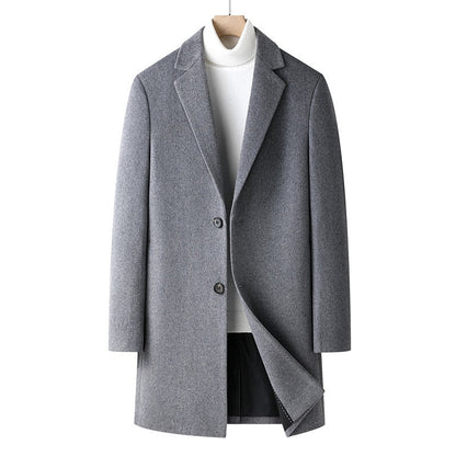 jiaabc Men's Wool Blend Coats Autumn Winter New Thickened Warm  Long Coat High Quality Design Wool Blend Coats for Men