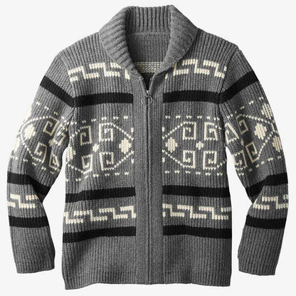 jiaabc Winter Sweatercoat Men Kintted Sweaters Jacket Autumn Casual Vintage Shawl Collar Zipper Cardigan Jacquard Thick Knitwear Jersey