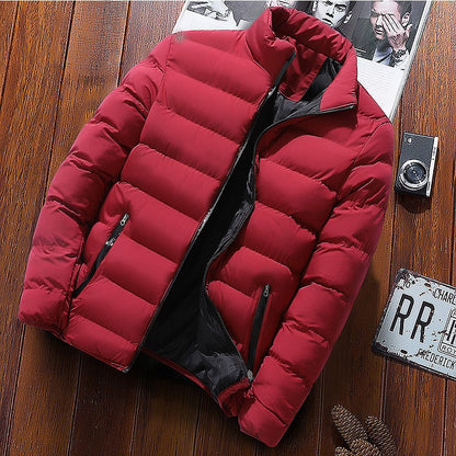 jiaabc Mens Winter Jackets Fashion Casual Windbreaker Stand Collar Thermal Coat Outwear  Oversized Outdoor Camping Jacket Male Clothes