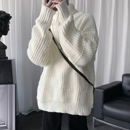 jiaabc Autumn Winter Mens Casual Turtleneck Pullover Men's Long Sleeve Rollneck Sweater Korean Style Fashion Warm Knitted Sweater