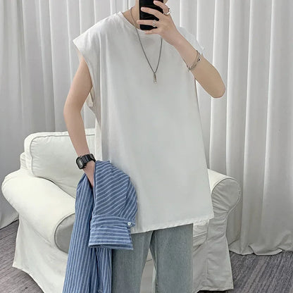 jiaabc Men's Cotton Tank Top Casual Wear Summer Mens Sleeveless T shirt Oversized White Man Clothing 5XL Big Size Sports Vest