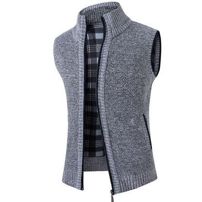 Men's Sweaters Vest Autumn Winter New Solid Warm Zipper Sweatercoat Sweaters Vest Men Casual Knitwear Sleeveless Male Clothing