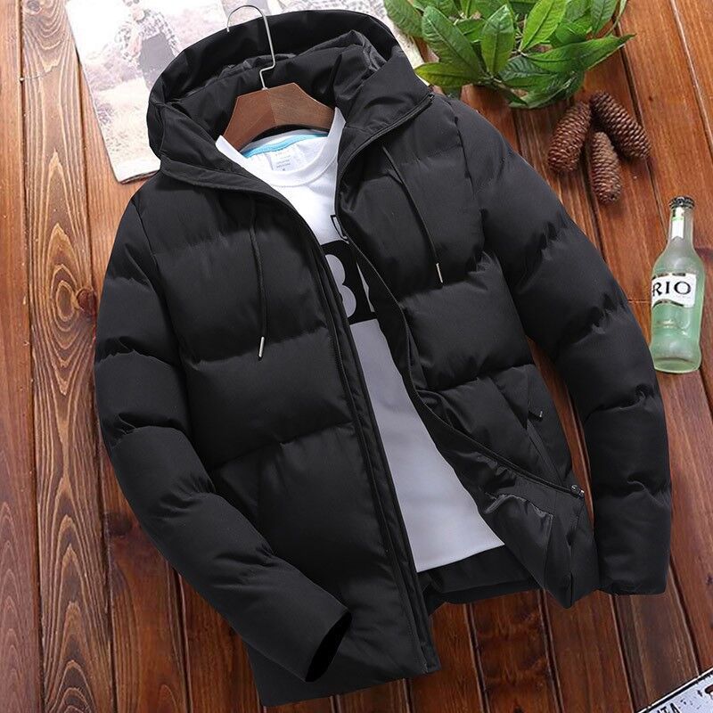 jiaabc Autumn Winter Warm Parkas Male Long Sleeve Hooded Zip Korean Slim Solid Coats Outwear