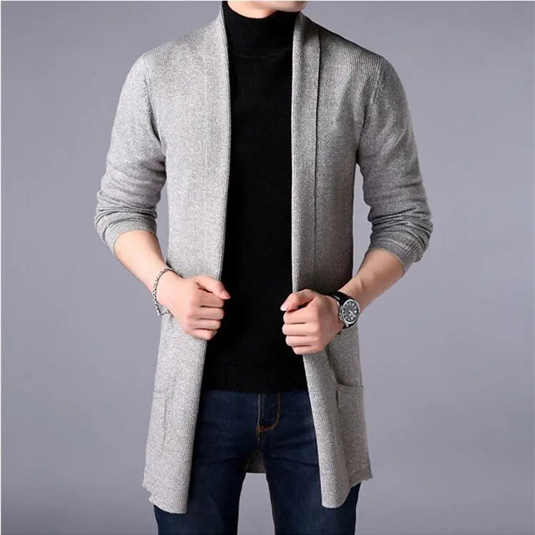 jiaabc Men's Jacket Autumn and Winter Casual Hooded Solid Color Knit Windbreaker  Large Size Cardigan Long Sleeve Sweater