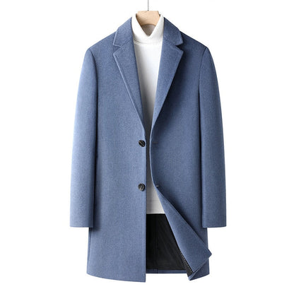 jiaabc Men's Wool Blend Coats Autumn Winter New Thickened Warm  Long Coat High Quality Design Wool Blend Coats for Men