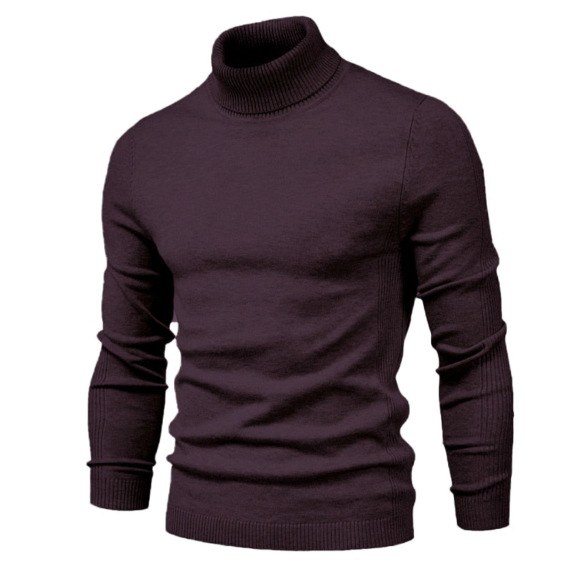 New Winter Turtleneck Thick Mens Sweaters Casual Turtle Neck Solid Color Quality Warm Slim Turtleneck Sweaters Pullover Men