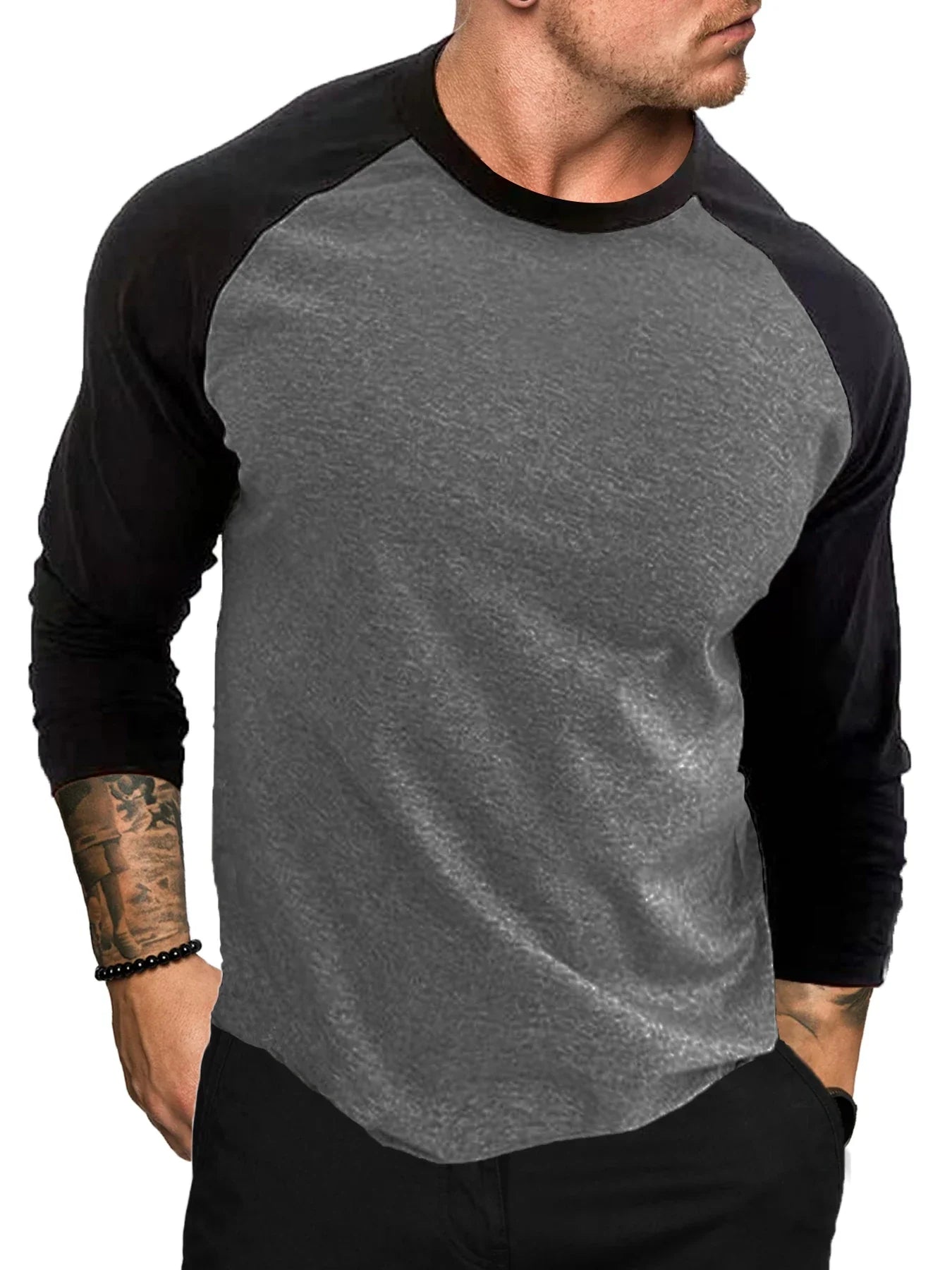 jiaabc Casual Fashion Streetwear Long Sleeve T-shirt Men Woman Fitness Raglan Sleeves Tee Shirt Male Tops Spring Autumn Clothing