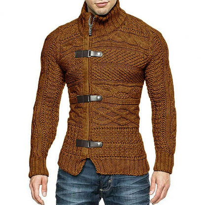 jiaabc Men's Sweaters Stretchy Stylish Acrylic Fiber Loose Sweater Coat Winter Mens Turtleneck Pullover Sweater