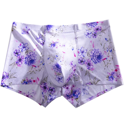 New Men’s Ice Silk Flora Underwear Seamless Sexy Men's Boxers Shorts Male Ultra-thin Breathable Panties Briefs Underpants