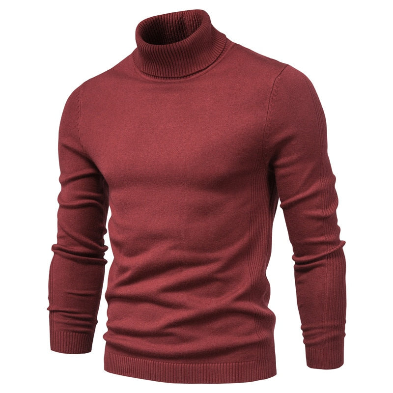 New Winter Turtleneck Thick Mens Sweaters Casual Turtle Neck Solid Color Quality Warm Slim Turtleneck Sweaters Pullover Men