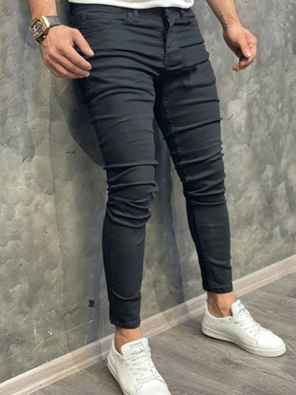 Men's Jeans New Men's Casual Pants Ripped Spring And Autumn Sports Jeans Pocket Straight Street Run Soft Denim Neutral Slow