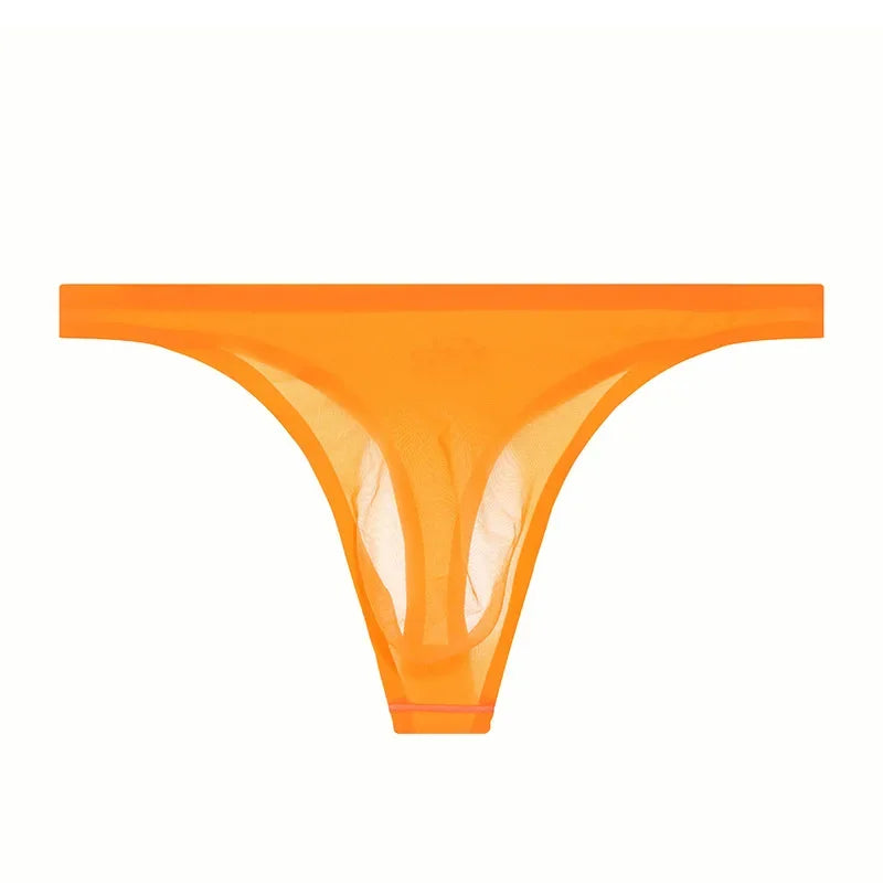 Seamless Transparent Panties Ice Silk Ultra-thin Sexy Penis Pouch Men Underwear G-Strings & Thongs Male Bikini T-Back Underpants