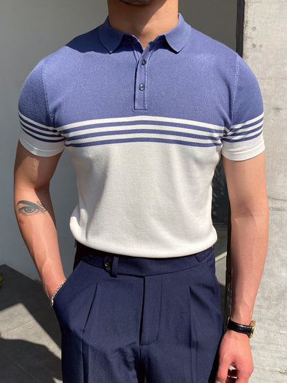 jiaabc Summer Men Fashion Polo Shirts Short Sleeve Turn-down Collar Patchwork Casual Polos Mens Clothing Male Tops Pullover Streetwear