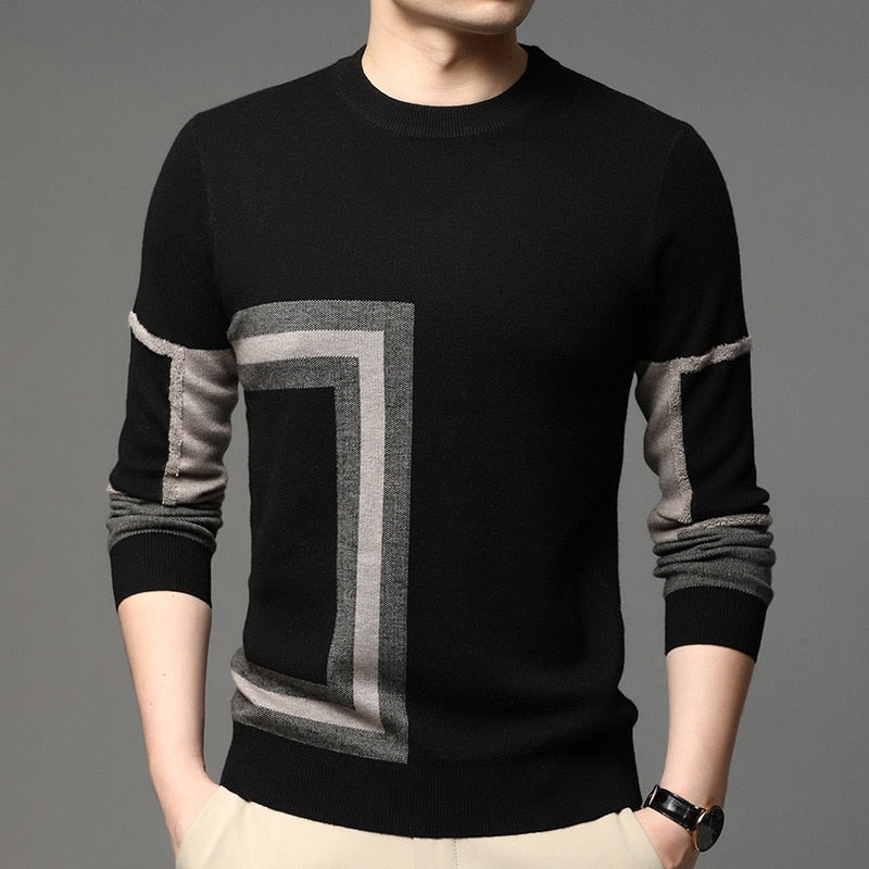 jiaabc  Autumn  Mens Pullover Sweater Winter Men Casual O-Neck Business Sweater Coats Men's Slim Fit Knitted Pullovers Clothing