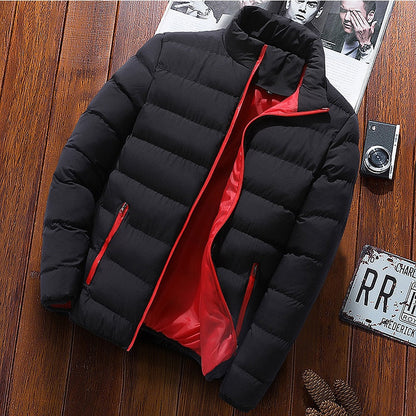 jiaabc Mens Winter Jackets Fashion Casual Windbreaker Stand Collar Thermal Coat Outwear  Oversized Outdoor Camping Jacket Male Clothes