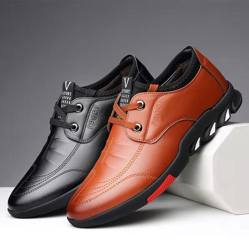 jiaabc Dropshipping Men's Casual Leather Shoes Spring Men's Shoes Silp on Work Shoes Male Soft Non-slip Loafers Summer Flat Shoes 2023