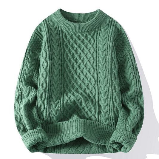 jiaabc Vintage Sweaters Men Crewneck Sweater Men Pullover Jumpers Green Fashion Clothing Autumn Winter Tops Men Knitted Sweatshirts