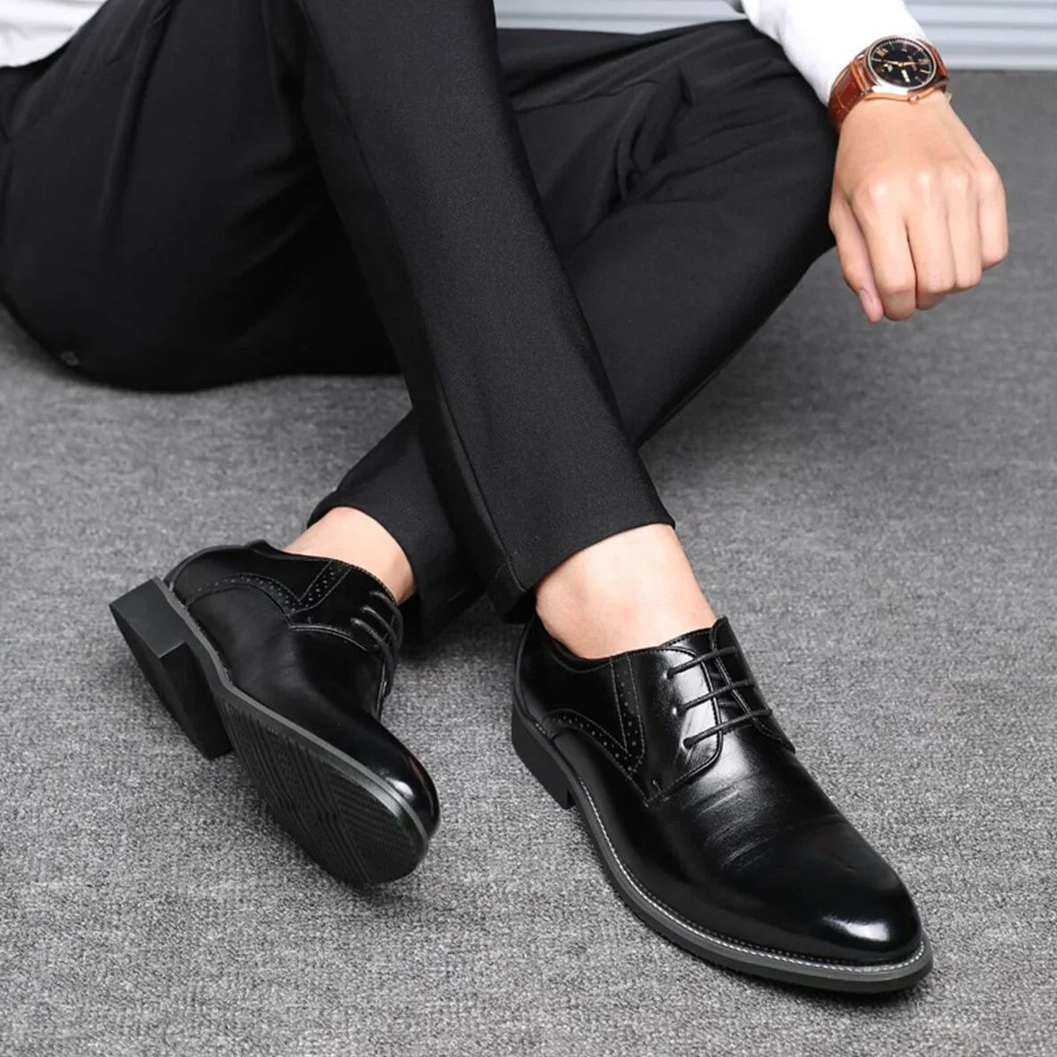 jiaabc A pair of men's fashionable and versatile formal shoes, leather shoes