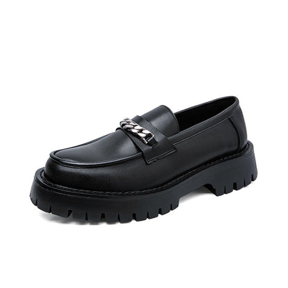 jiaabc New Platform Shoes Loafers Shoes Men Thick-soled Wedding Shoes Black Formal Business Shoes Slip-on Leather Increase Casual Shoes