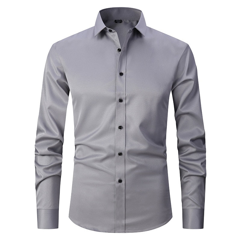 jiaabc Spring Men's Social Shirt Slim Business Dress Shirts Male Long Sleeve Casual Formal Elegant Shirt Blouses Tops Man Brand Clothes