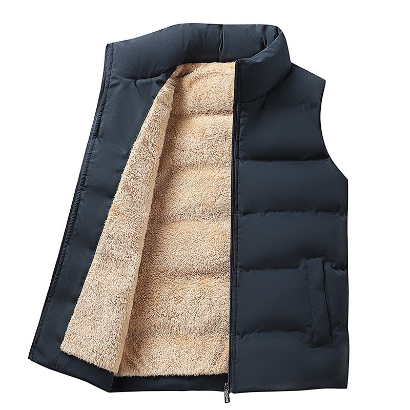 jiaabc Men's Lambswool Zipper Vest Sleeveless Coat Winter Plus Size Warm Waistcoat Fleece Vest High Quality Fleece Vest Jackets