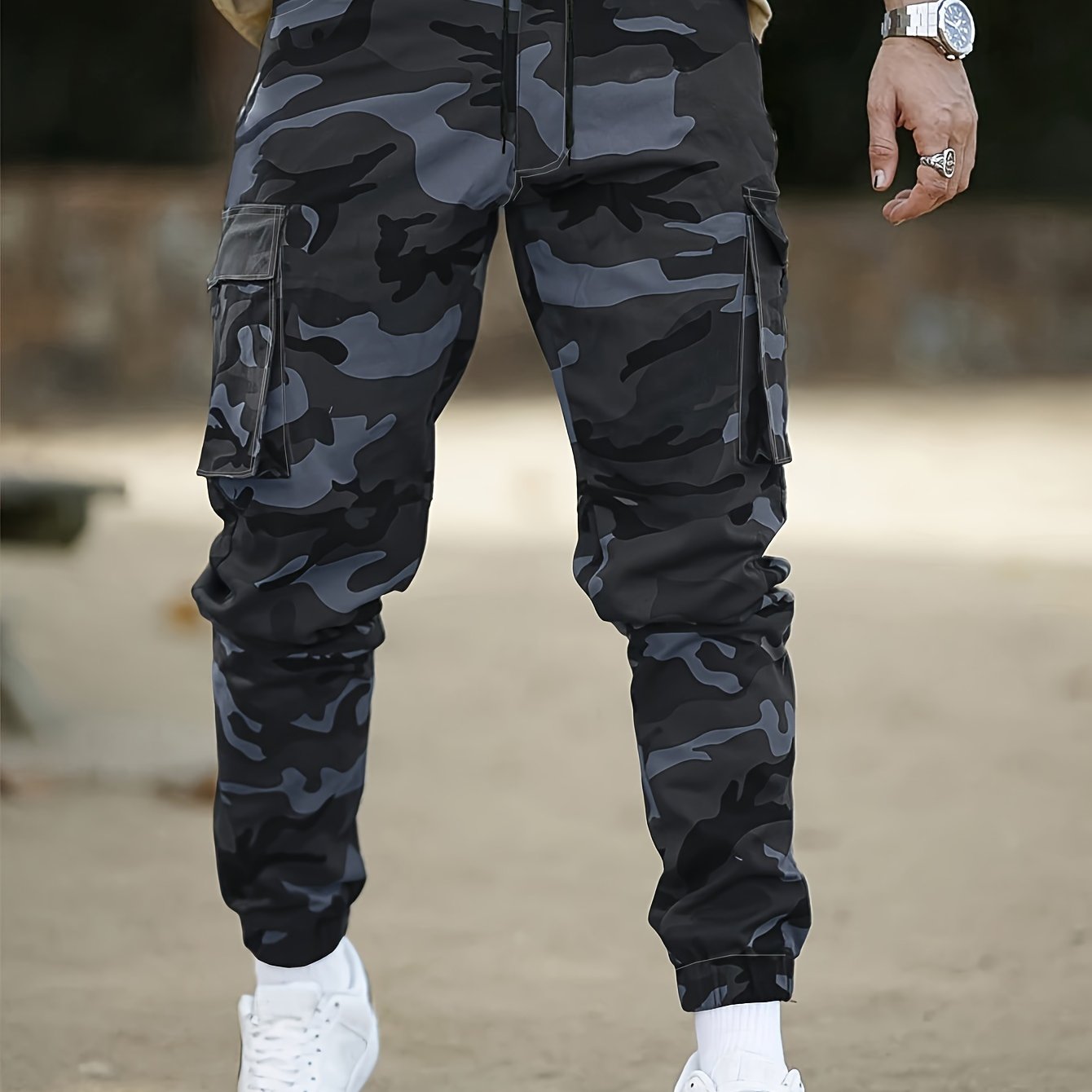 jiaabc Mens Camouflage Cargo Pants - Comfortable Cotton Blend, Multi-Pocket Design, Ideal for Casual Outdoor Settings & Streetwear